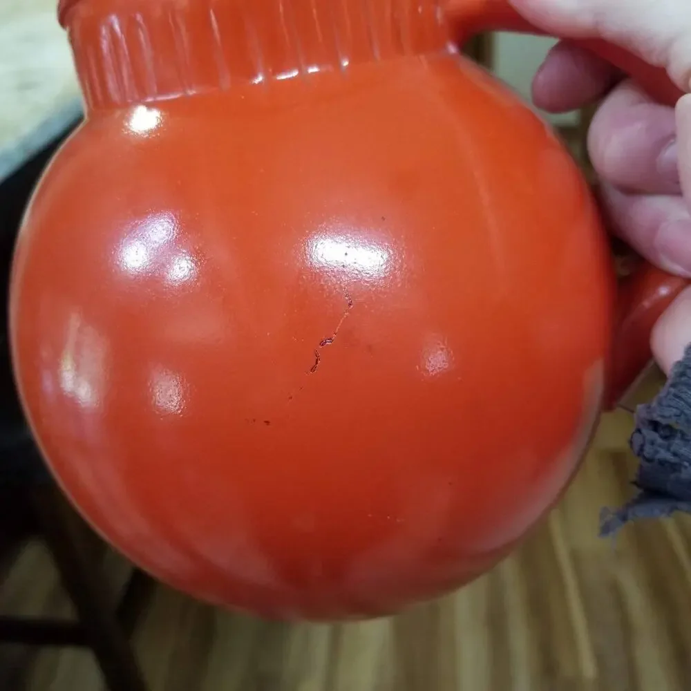 Vintage Anchor Hocking Orange Tilt Ball Pitcher Rainbow Tangerine Glass Jug MCM